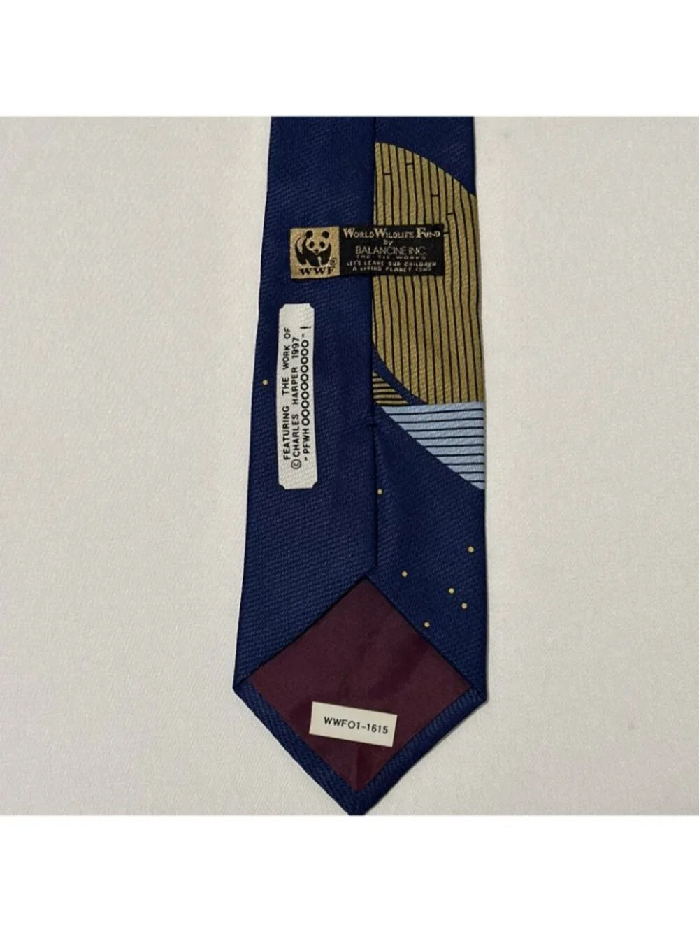 Charles Harper World Wildlife Fund Tie Vintage 90s Owl Modernist Necktie